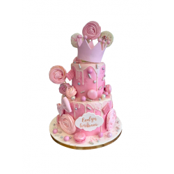 Tort Botez acadele roz