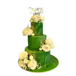 Tort Nunta auriu cu verde