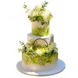 Tort Nunta auriu cu verde 2